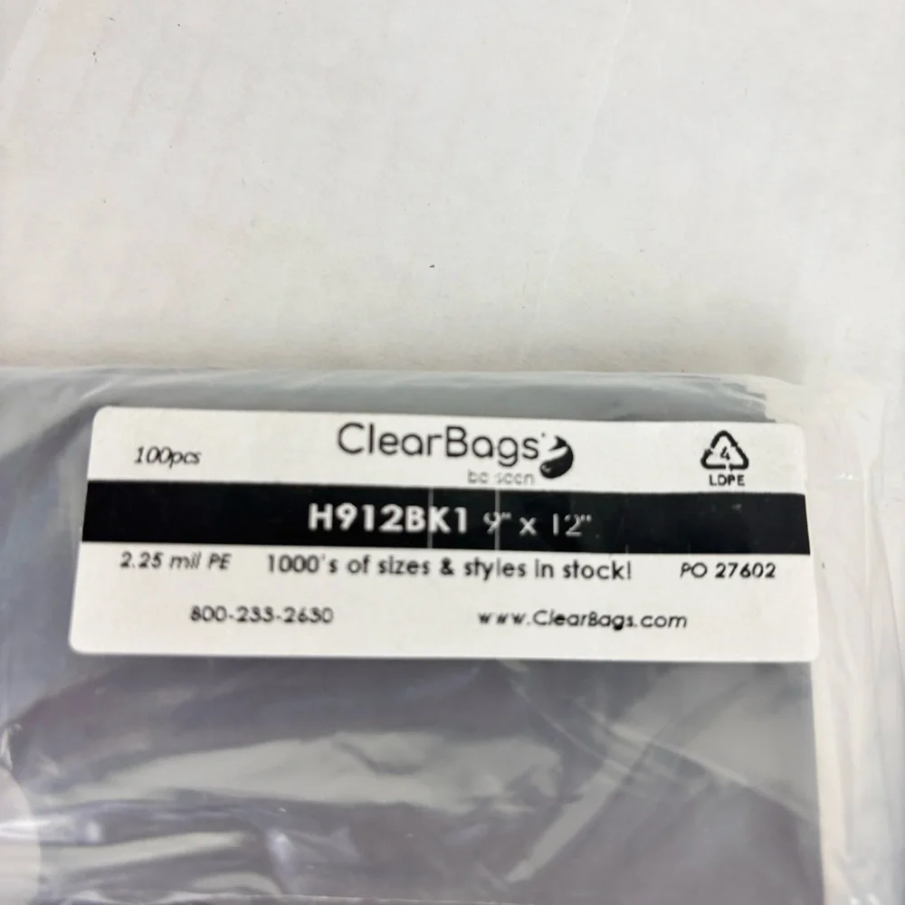 2-packs of 9” X 12” BLACK retail merchandise handle bags -NIP-200 pieces
